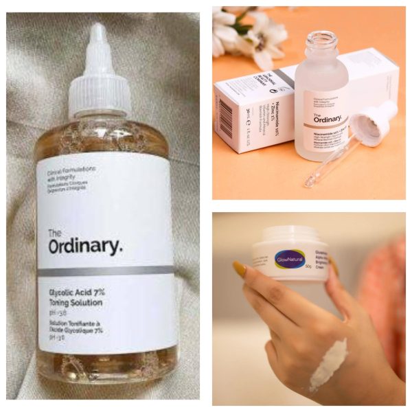 Pack Of 3 The Ordinary Glycolic Acid (240ml) + The Ordinary Skin Brightening Niacinamide 10% Zinc 1% serum (30ml) + Glow Natural Glutathione Alpha Arbutin Skin Brightening Cream (50g)