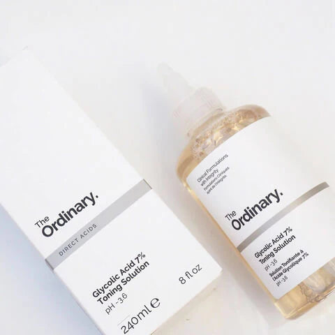 Pack Of 3 The Ordinary Glycolic Acid (240ml) + The Ordinary Skin Brightening Niacinamide 10% Zinc 1% serum (30ml) + Glow Natural Glutathione Alpha Arbutin Skin Brightening Cream (50g)